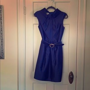 Classy navy high neck belted Kay Unger dress